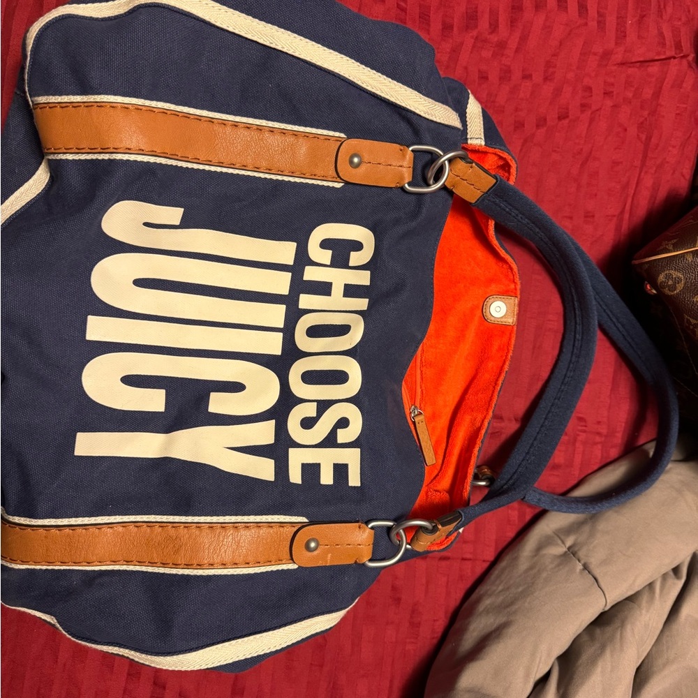 Rare Juicy Couture Navy and Orange Tote Bag choose juicy